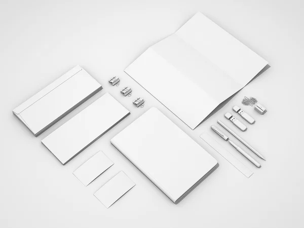 Set of white mockups on white background — Stock Photo, Image