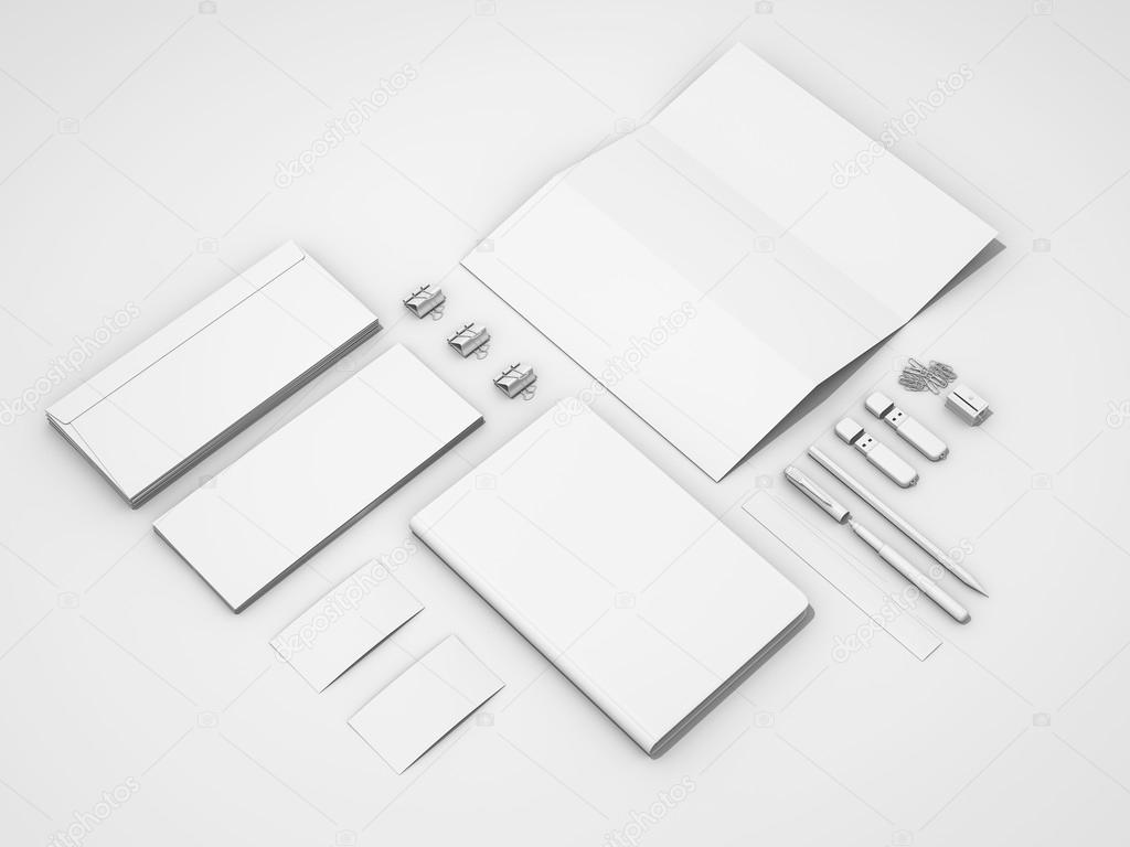 Set of white mockups on white background