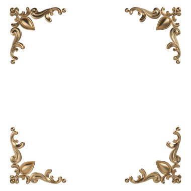 Antik altın süs beyaz bir arka plan üzerinde 3D set