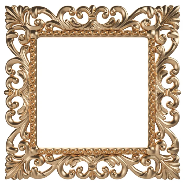 Gouden frame. Geïsoleerd op witte achtergrond — Stockfoto