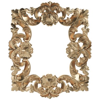 Altın Çerçeve. Beyaz arka plan üzerinde izole