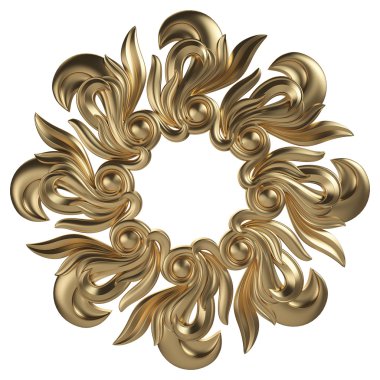 Altın Çerçeve. Beyaz arka plan üzerinde izole