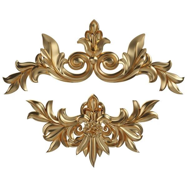 Antik altın süs beyaz bir arka plan üzerinde 3D set