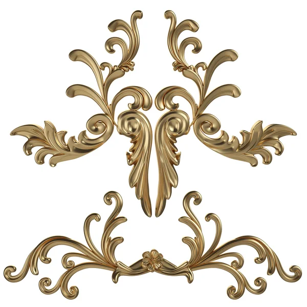 Antik altın süs beyaz bir arka plan üzerinde 3D set