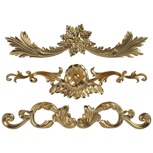 Antik altın süs beyaz bir arka plan üzerinde 3D set