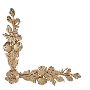 Altın desen. Beyaz arka plan üzerinde izole