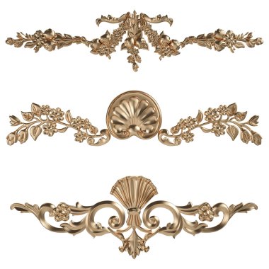 Altın desen. Beyaz arka plan üzerinde izole