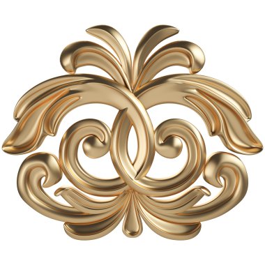 Antik altın süs beyaz bir arka plan üzerinde 3D set