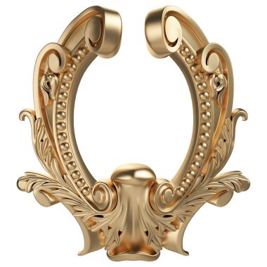 Antik altın süs beyaz bir arka plan üzerinde 3D set