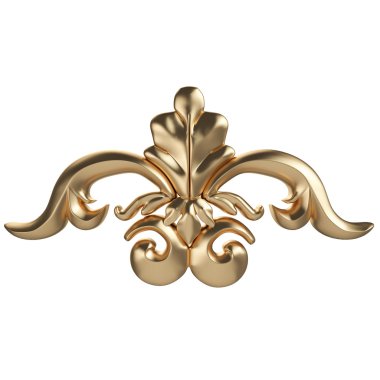 Antik altın süs beyaz bir arka plan üzerinde 3D set