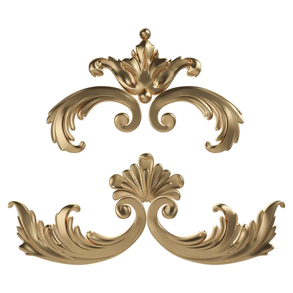 Antik altın süs beyaz bir arka plan üzerinde 3D set