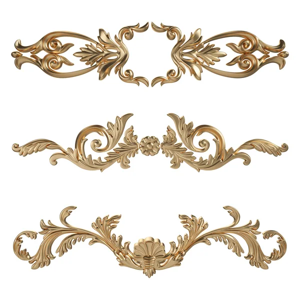 Antik altın süs beyaz bir arka plan üzerinde 3D set