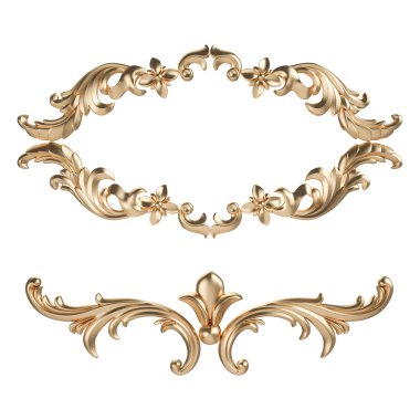 Altın desen. Beyaz arka plan üzerinde izole