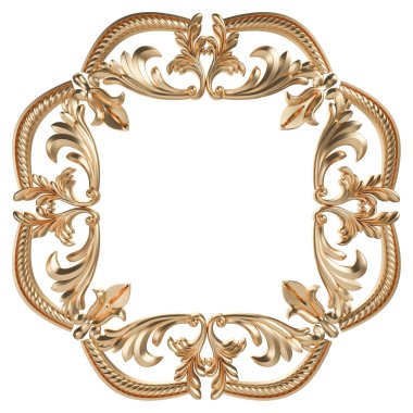 Altın Çerçeve. Beyaz arka plan üzerinde izole