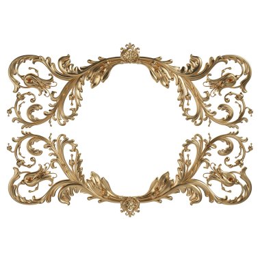 Antik altın süs beyaz bir arka plan üzerinde 3D set