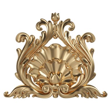 Antik altın süs beyaz bir arka plan üzerinde 3D set