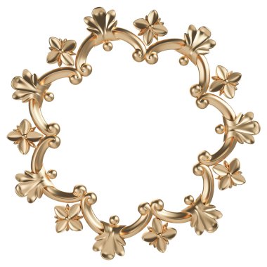 Altın Çerçeve. Beyaz arka plan üzerinde izole