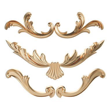 Altın desen. Beyaz arka plan üzerinde izole