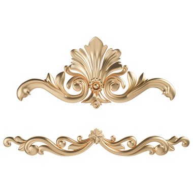 Altın desen. Beyaz arka plan üzerinde izole