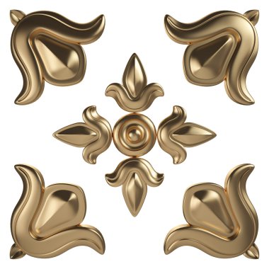 Altın desen. Beyaz arka plan üzerinde izole