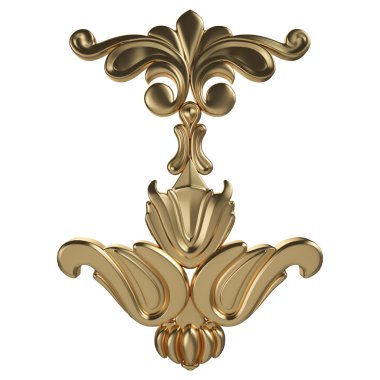 Antik altın süs beyaz bir arka plan üzerinde 3D set