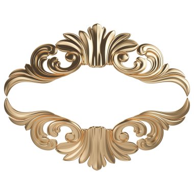 Altın Çerçeve. Beyaz arka plan üzerinde izole