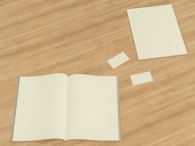 Ahşap arka plan üzerinde boş dergi mockup