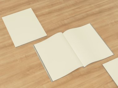 Ahşap arka plan üzerinde boş dergi mockup