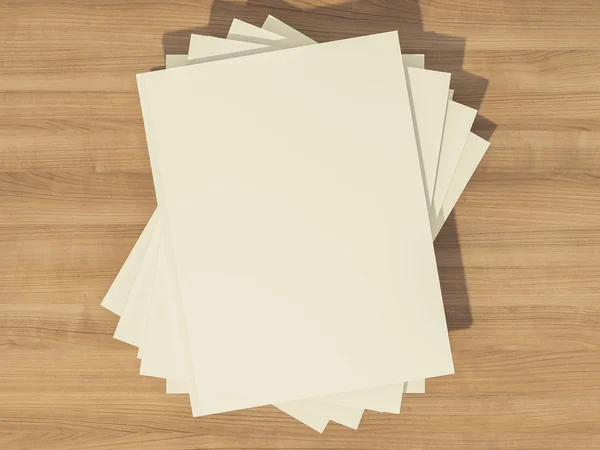 Mockup revista em branco sobre fundo de madeira — Fotografia de Stock