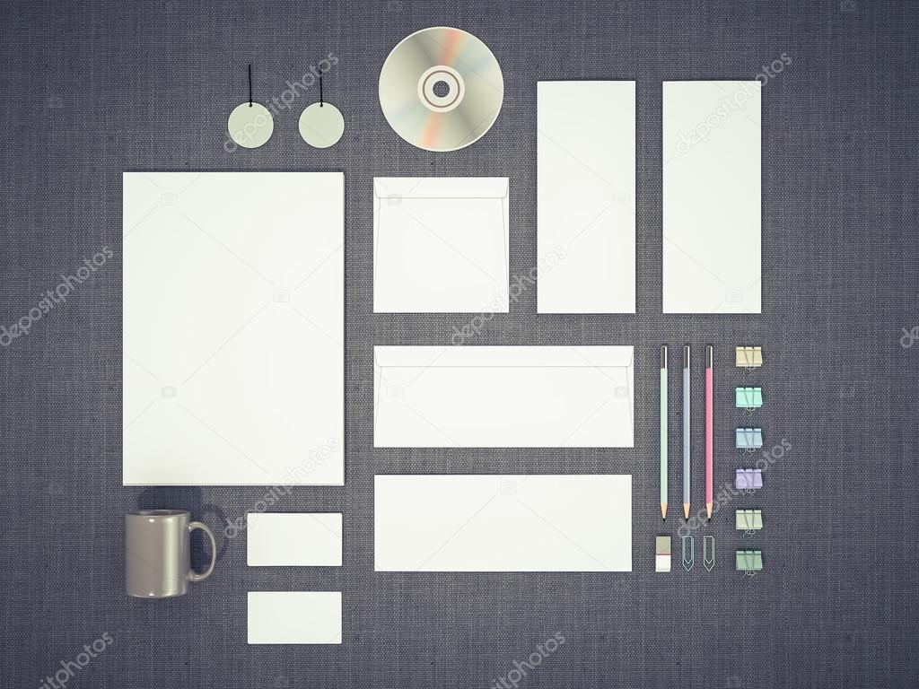 Corporate identity template on fabric background