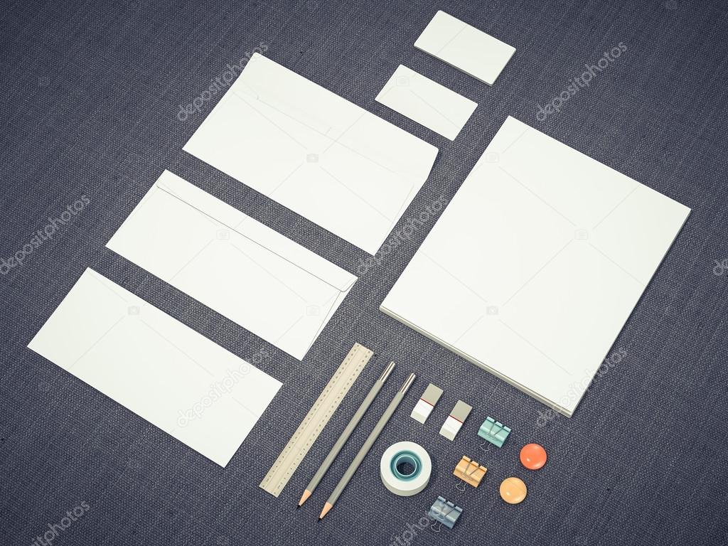 Corporate identity template on fabric background
