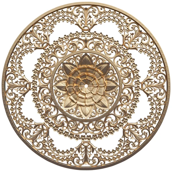 Antik altın süs beyaz bir arka plan üzerinde 3D set