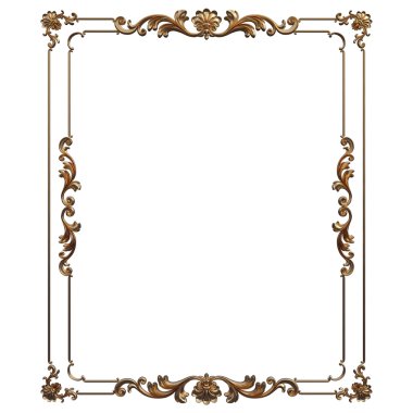 Altın Çerçeve. Beyaz arka plan üzerinde izole