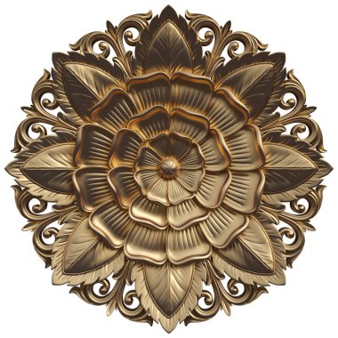 Altın süs. Beyaz arka plan üzerinde izole