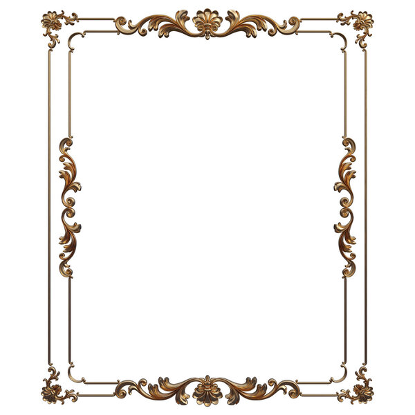 Gold frame. Isolated over white background