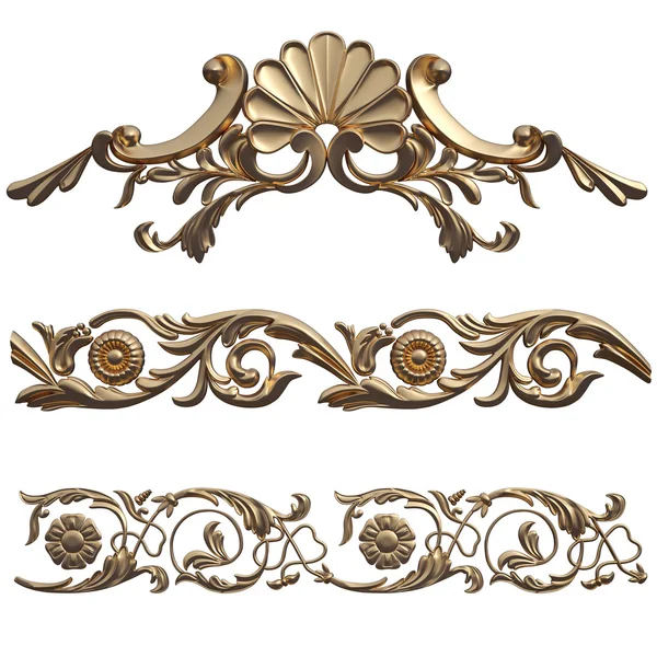 Altın süs. Beyaz arka plan üzerinde izole