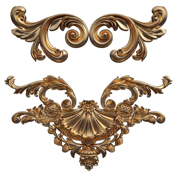 Ornamento d'oro. isolato su sfondo bianco — Foto Stock