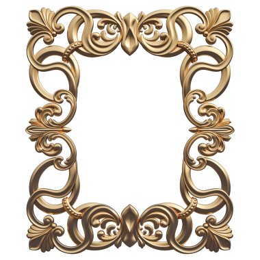 Altın Çerçeve. Beyaz arka plan üzerinde izole