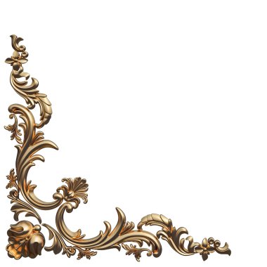 Altın desen. Beyaz arka plan üzerinde izole