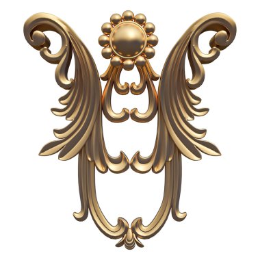 Altın desen. Beyaz arka plan üzerinde izole