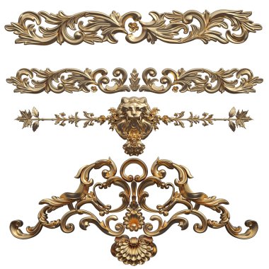 Altın desen. Beyaz arka plan üzerinde izole