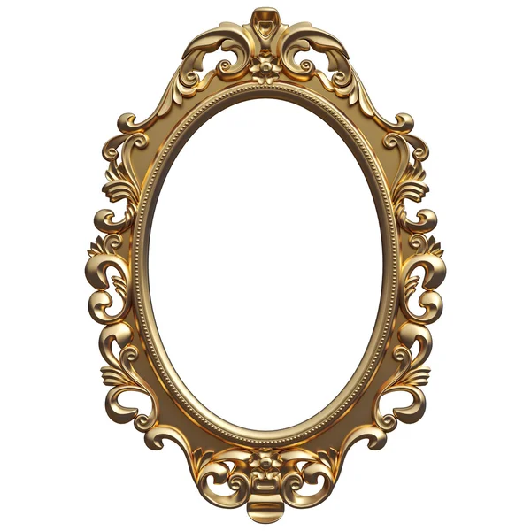 Gouden frame. Geïsoleerd op witte achtergrond — Stockfoto