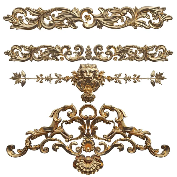 Altın desen. Beyaz arka plan üzerinde izole