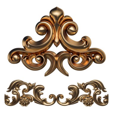 Altın desen. Beyaz arka plan üzerinde izole