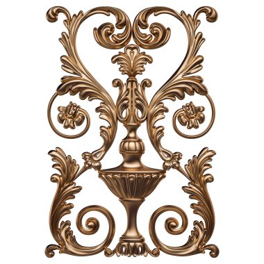 Altın desen. Beyaz arka plan üzerinde izole