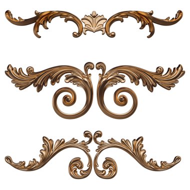 Altın desen. Beyaz arka plan üzerinde izole