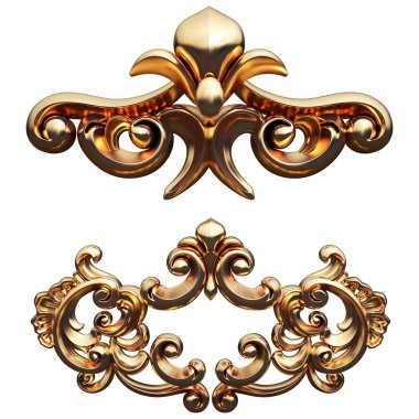 Altın deseni kümesi. Beyaz arka plan üzerinde izole