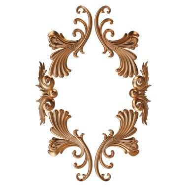 Altın süs kümesi. Beyaz arka plan üzerinde izole