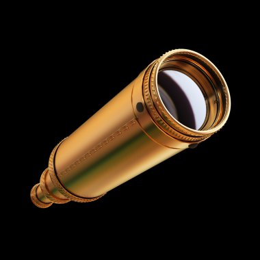 Altın spyglass Illustration. İzole