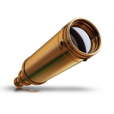 Altın spyglass Illustration. İzole